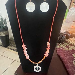 COPY - Coral, pearl and crystal Earrings and Necklace Set( can be sold separate…